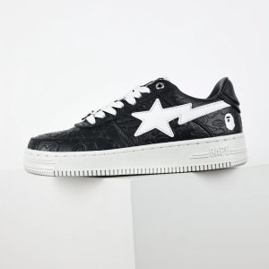 A Bathing Ape BAPE STA Black White Low-Top Sneakers