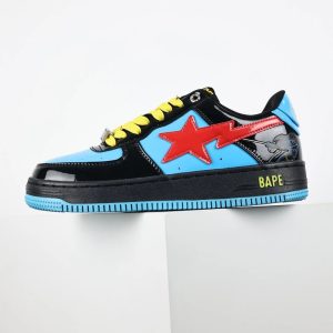 BAPE Men’s Low-Top Sneakers Black Blue Red Star Shoes