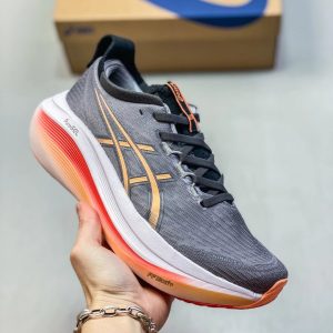 ASICS Gray Orange Cushioned Running Shoes
