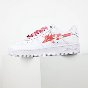 BAPE A Bathing Ape White Red Star Sneakers