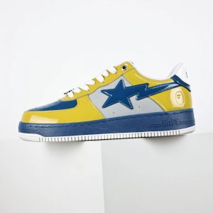 A Bathing Ape BAPESTA Yellow Blue Low Top Sneakers