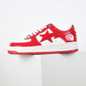 BAPE STA Red White Men’s Low Top Sneakers