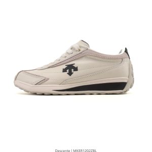 Descente Low Top Beige Leather Walking Sneakers Shoes
