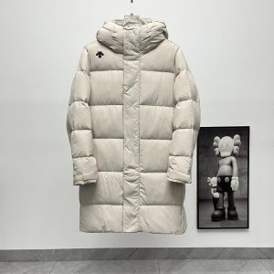 Descente Long Hooded Down Jacket Beige
