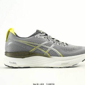 ASICS Men’s Gray Yellow Cushioned Running Shoes