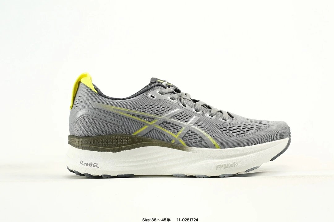 Asics ASICS Men's Gray Yellow Cushioned Running Shoes - Buy at OopBuy