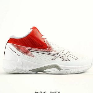 ASICS White Red Cushioned Tennis Shoes