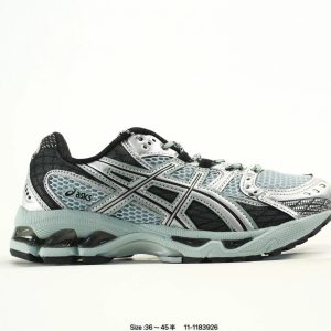 ASICS Gray Black Mesh Running Shoes Cushioned Lightweight