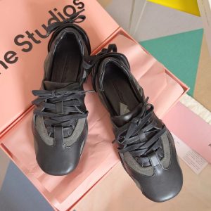 Acne Studios Black Leather Lace-Up Sneakers
