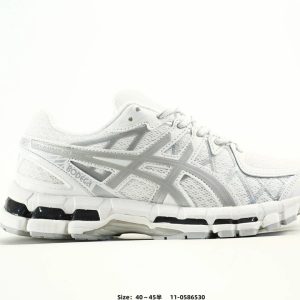 ASICS White Gray Mesh Running Shoes Cushioned Sneakers