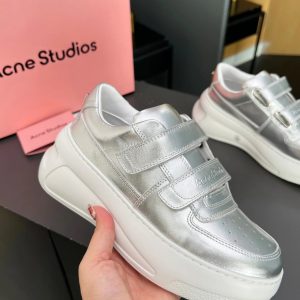 Acne Studios Silver Velcro Platform Sneakers Shoes