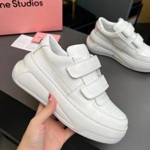 Acne Studios White Velcro Platform Sneakers