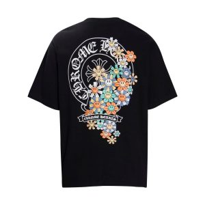 Chrome Hearts Floral Cross Graphic Black T-Shirt