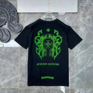 Chrome Hearts Black T Shirt Green Gothic Graphic Tee