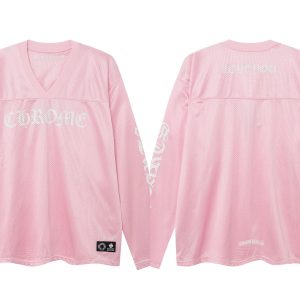 Chrome Hearts Pink Long Sleeve Mesh Graphic T-Shirt
