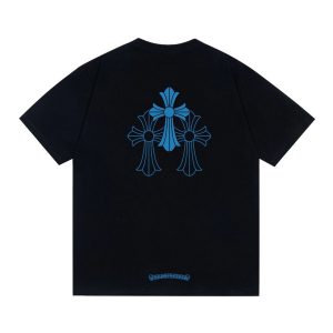 Chrome Hearts Black Blue Triple Cross Graphic T-Shirt