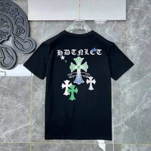 Chrome Hearts Black Gothic Cross Print Cotton T-Shirt