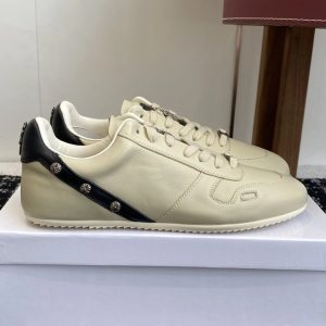 Chrome Hearts Cream Leather Black Stripe Low Top Sneakers