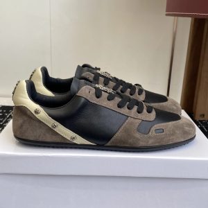 Chrome Hearts Black Brown Suede Leather Low Top Sneakers