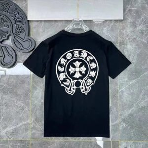 Chrome Hearts Black Graphic Logo Short Sleeve Cotton T-Shirt