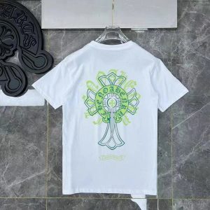 Chrome Hearts White T-Shirt Green Cross Graphic Cotton Tee