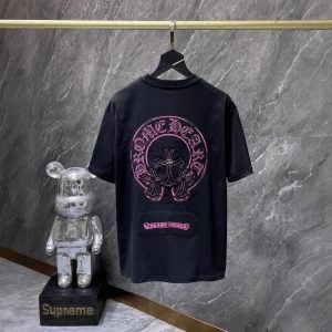 Chrome Hearts Black Pink Graphic Short Sleeve T-Shirt