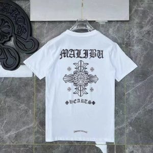 Chrome Hearts White Gothic Cross Print Cotton T-Shirt