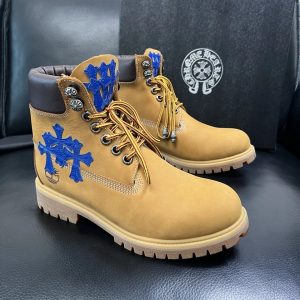 Chrome Hearts Yellow Work Boots Blue Cross Casual Shoes