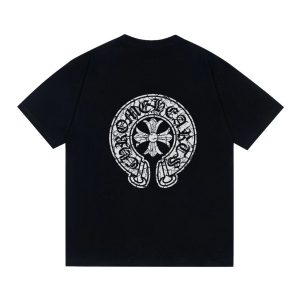 Chrome Hearts Black Gothic Cross Logo Cotton T-Shirt