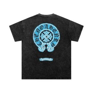 Chrome Hearts Black Blue Horseshoe Graphic T-Shirt