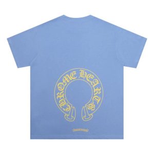 Chrome Hearts Blue Horseshoe Logo Graphic T-Shirt