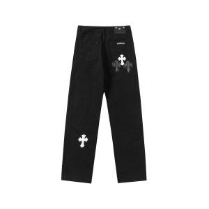 Chrome Hearts Black Cross Graphic Straight Leg Jeans