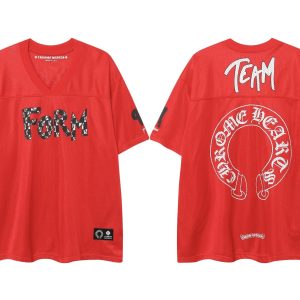 Chrome Hearts Red Graphic Print Short Sleeve T-Shirt