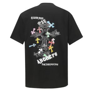 Chrome Hearts Multicolor Cross Graphic Black Cotton T-Shirt