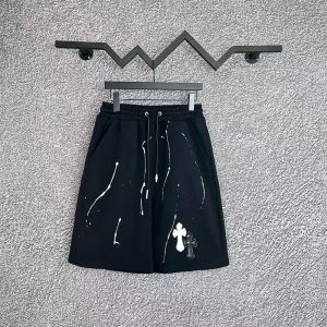 Chrome Hearts Black Cross Paint Splash Casual Shorts