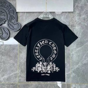 Chrome Hearts Black Floral Cross Graphic T-Shirt