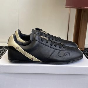 Chrome Hearts Black Leather Studded Low Top Sneakers