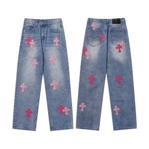 Chrome Hearts Cross Patch Blue Denim Pants