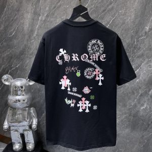 Chrome Hearts Black Graphic Print Short Sleeve T-Shirt