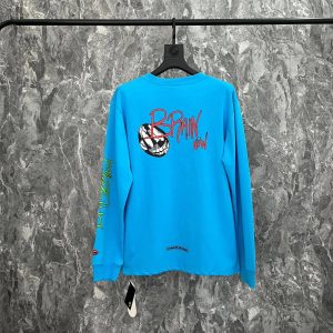 Chrome Hearts Blue Long Sleeve Brain Graphic T-Shirt
