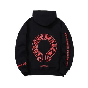 Chrome Hearts Black Red Print Pullover Hoodie