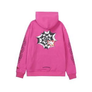 Chrome Hearts Pink Spider Web Print Hoodie