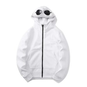 C.P. Company White Goggle Zip Hoodie
