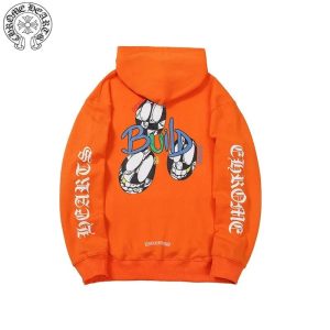 Chrome Hearts Build Print Orange Pullover Hoodie