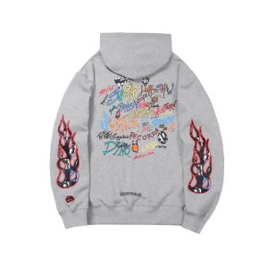 Chrome Hearts Graphic Flame Print Grey Hoodie