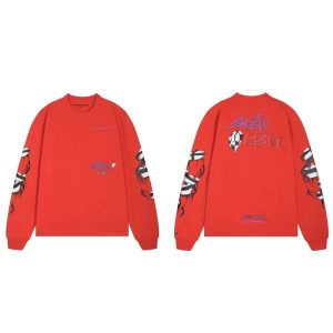 Chrome Hearts Red Graphic Sweatshirt Unisex Streetwear