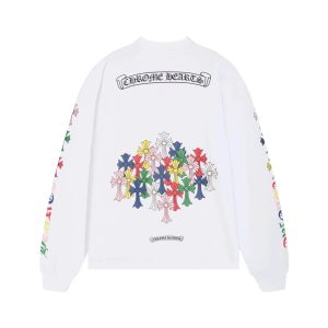 Chrome Hearts White Hoodie Multicolor Cross Print
