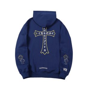 Chrome Hearts Blue Cross Print Pullover Hoodie