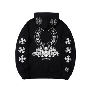 Chrome Hearts Black Floral Print Hoodie
