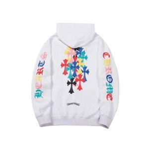 Chrome Hearts White Hoodie Multicolor Cross Print